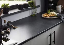 28mm Matt Dark Grey Stone Effect Laminate & Particle Board Post-formed Kitchen Worktop, (L)2400mm -Prime Kitchen 28mm matt dark grey stone effect laminate particle board post formed kitchen worktop l 2400mm3663602636175 20i