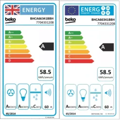 Beko BHCA66341BBH Glass Angled Cooker Hood (W)59.5cm - Black -Prime Kitchen beko bhca66341bbh glass angled cooker hood w 59 5cm black8690842500299 EUP EN