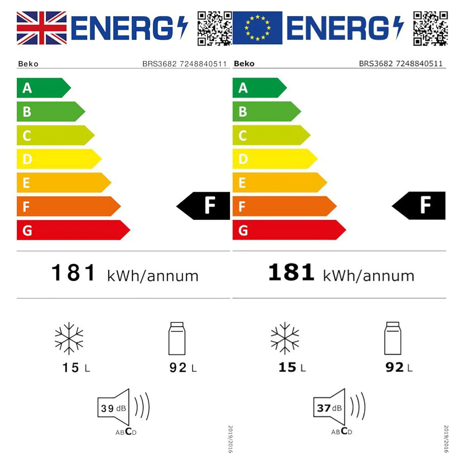 Beko BRS3682 70:30 Integrated Without Defrosting Fridge Freezer - White 5 Beko BRS3682 70:30 Integrated Without Defrosting Fridge Freezer - White - Image 3