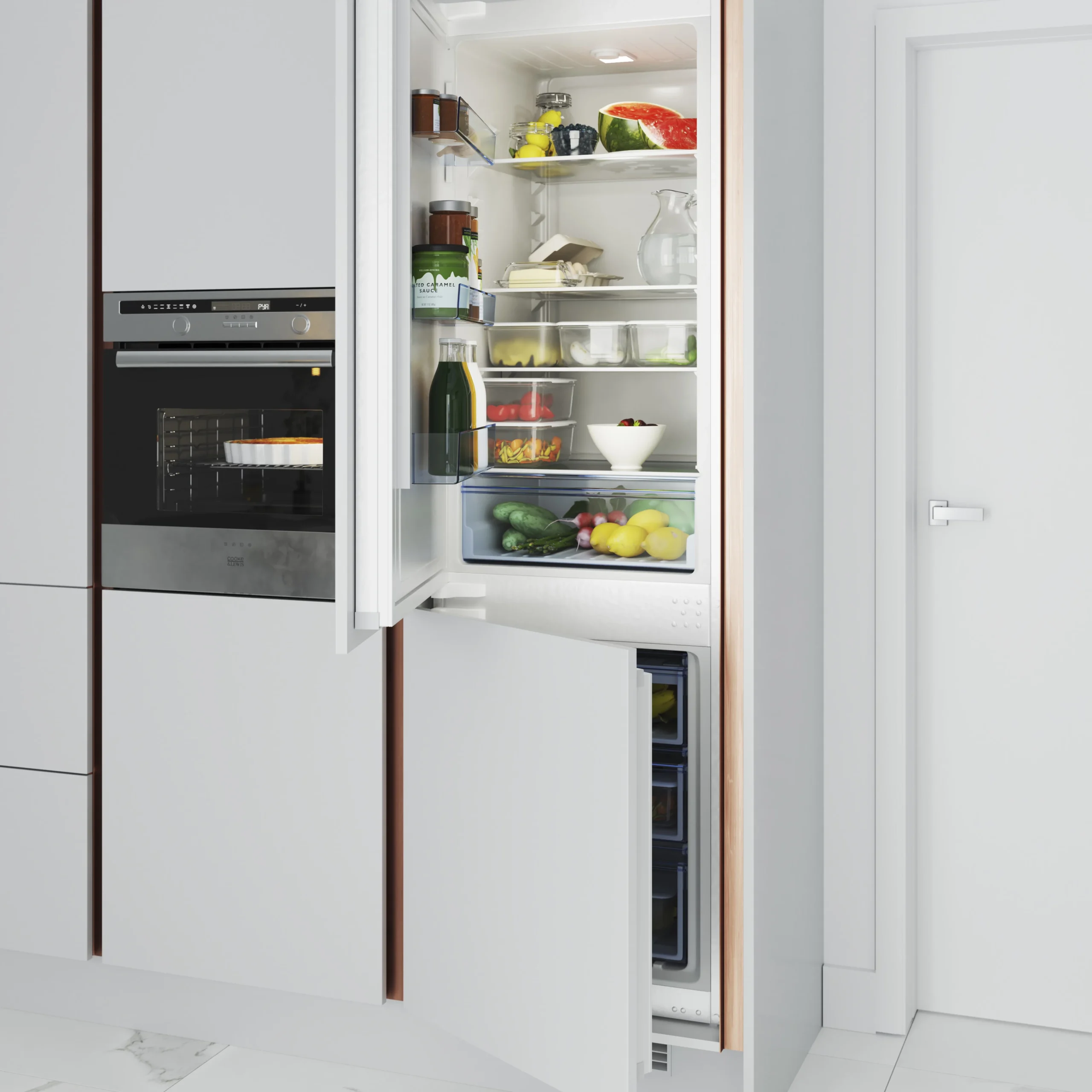 Beko ICQFD373 70:30 Integrated Frost Free Fridge Freezer - White 6 Beko ICQFD373 70:30 Integrated Frost Free Fridge Freezer - White - Image 4