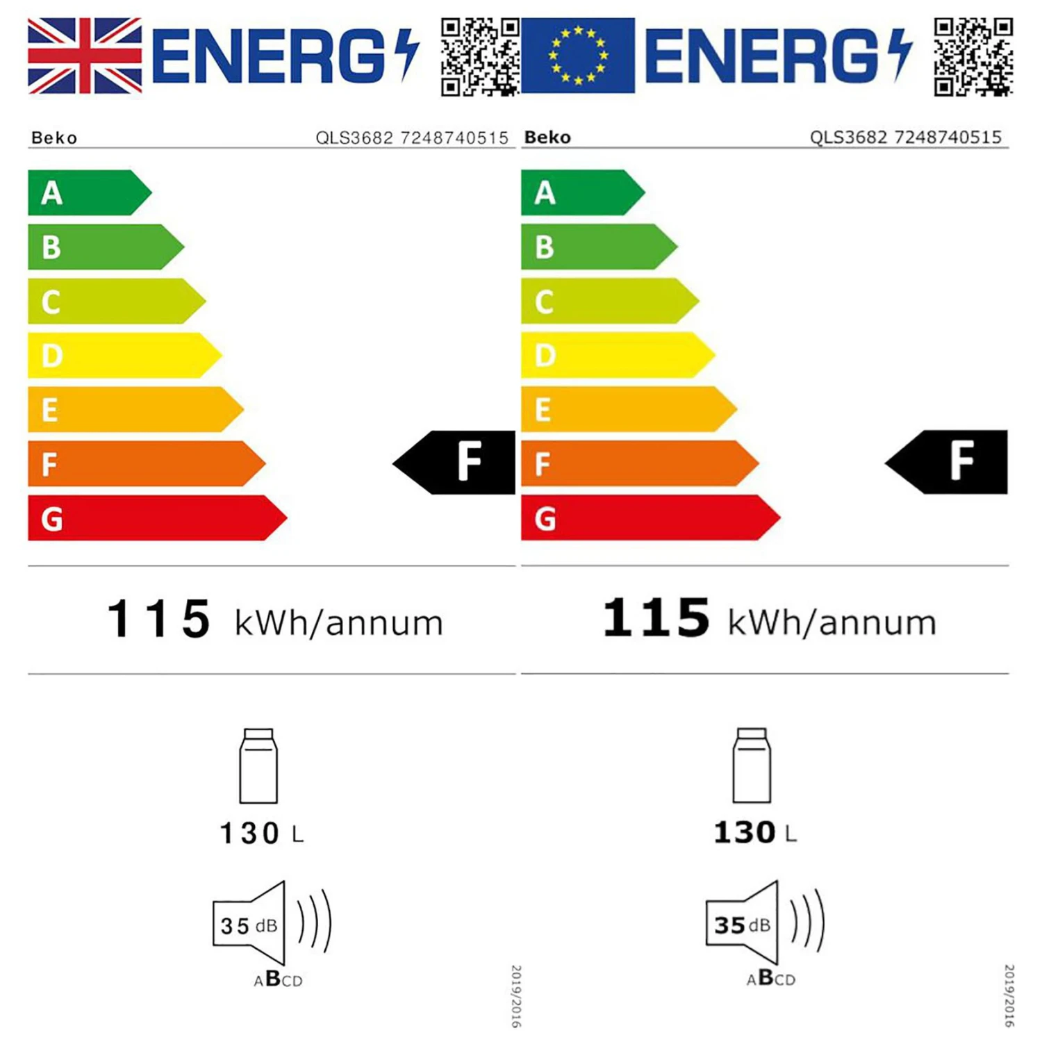 Beko QLS3682 Integrated Fridge - White 4 Beko QLS3682 Integrated Fridge - White - Image 2