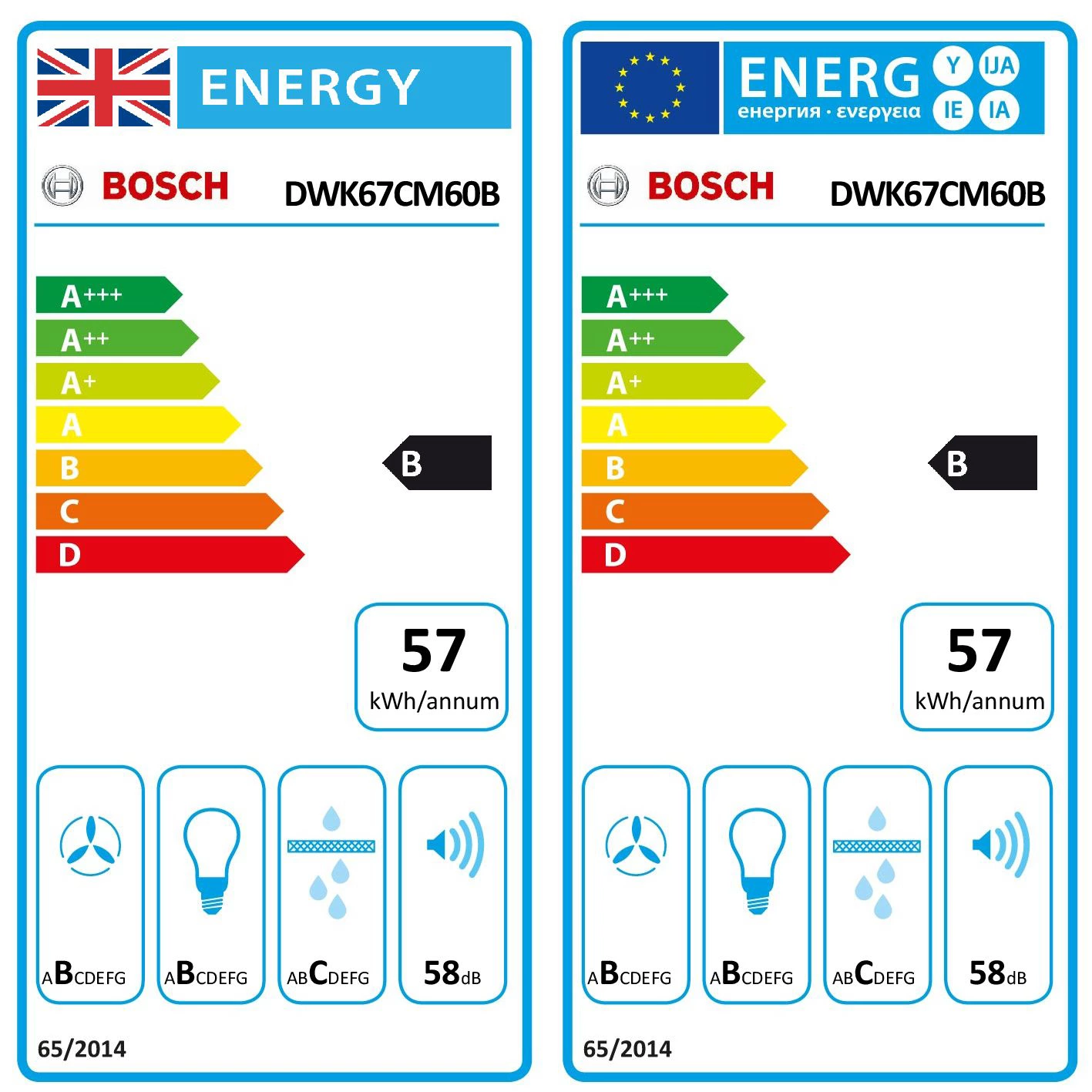 Bosch DWK67CM60B Angled Cooker Hood (W)59cm - Black 8 Bosch DWK67CM60B Angled Cooker Hood (W)59cm - Black - Image 6