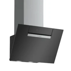 Bosch DWK67EM60B Black Glass & Stainless Steel Angled Cooker Hood, (W)60cm