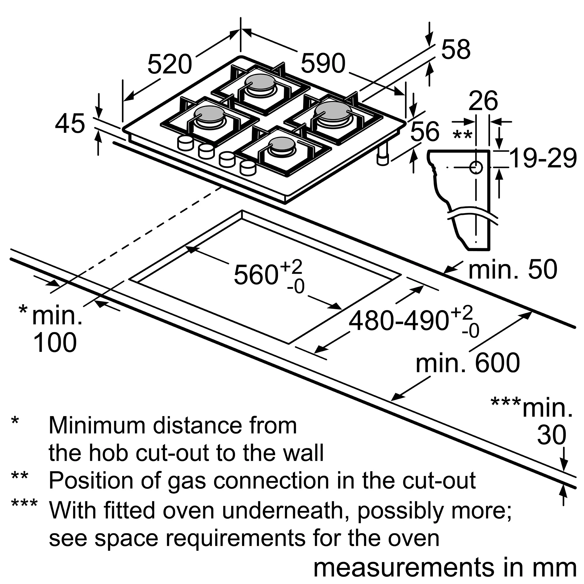 Bosch PNP6B6B90 59cm Gas Hob - Black Glass 7 Bosch PNP6B6B90 59cm Gas Hob - Black Glass - Image 5