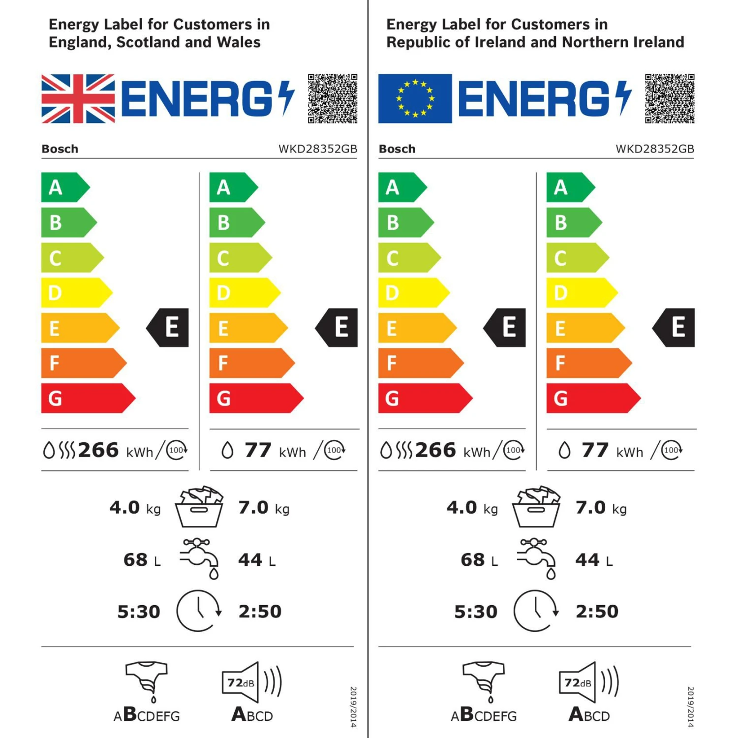 Bosch WKD28352GB 7kg/4kg Built-in Condenser Washer Dryer - White 10 Bosch WKD28352GB 7kg/4kg Built-in Condenser Washer Dryer - White - Image 8