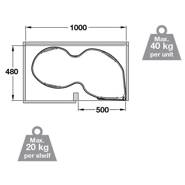 Chrome Effect Pull-out Storage Universal Corner 1000mm Cabinet Unit (W)860mm 5 Chrome Effect Pull-out Storage Universal Corner 1000mm Cabinet Unit (W)860mm - Image 3
