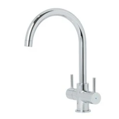 Cooke & Lewis Amsel Chrome Effect Kitchen Twin Lever Tap