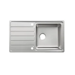 Cooke & Lewis Apollonia Brushed Silver Stainless Steel 1 Bowl Sink & Drainer 500mm X 864mm