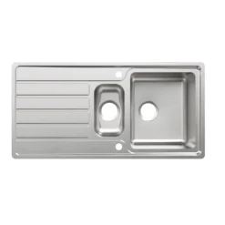 Cooke & Lewis Apollonia Brushed Stainless Steel 1.5 Bowl Sink & Drainer 500mm X 1004mm