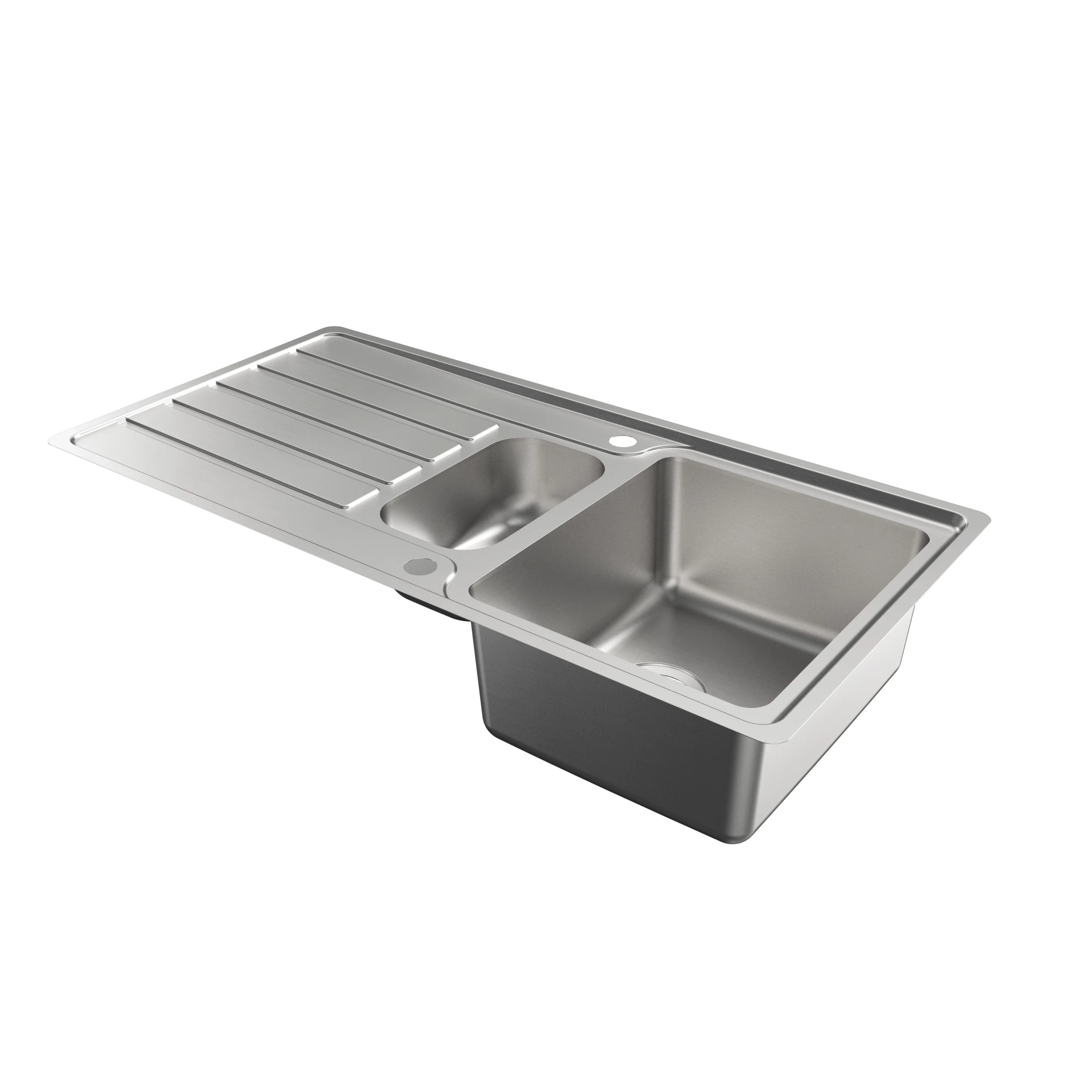 Cooke & Lewis Apollonia Grey Stainless Steel 1.5 Bowl Sink & Drainer 500mm X 1000mm 4 Cooke & Lewis Apollonia Grey Stainless Steel 1.5 Bowl Sink & Drainer 500mm X 1000mm - Image 2