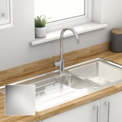 Cooke & Lewis Apollonia Grey Stainless Steel 1.5 Bowl Sink & Drainer 500mm X 1000mm 8 Cooke & Lewis Apollonia Grey Stainless Steel 1.5 Bowl Sink & Drainer 500mm X 1000mm -Prime Kitchen cooke lewis apollonia grey stainless steel 1 5 bowl sink drainer 500mm x 1000mm3663602792000 03bq