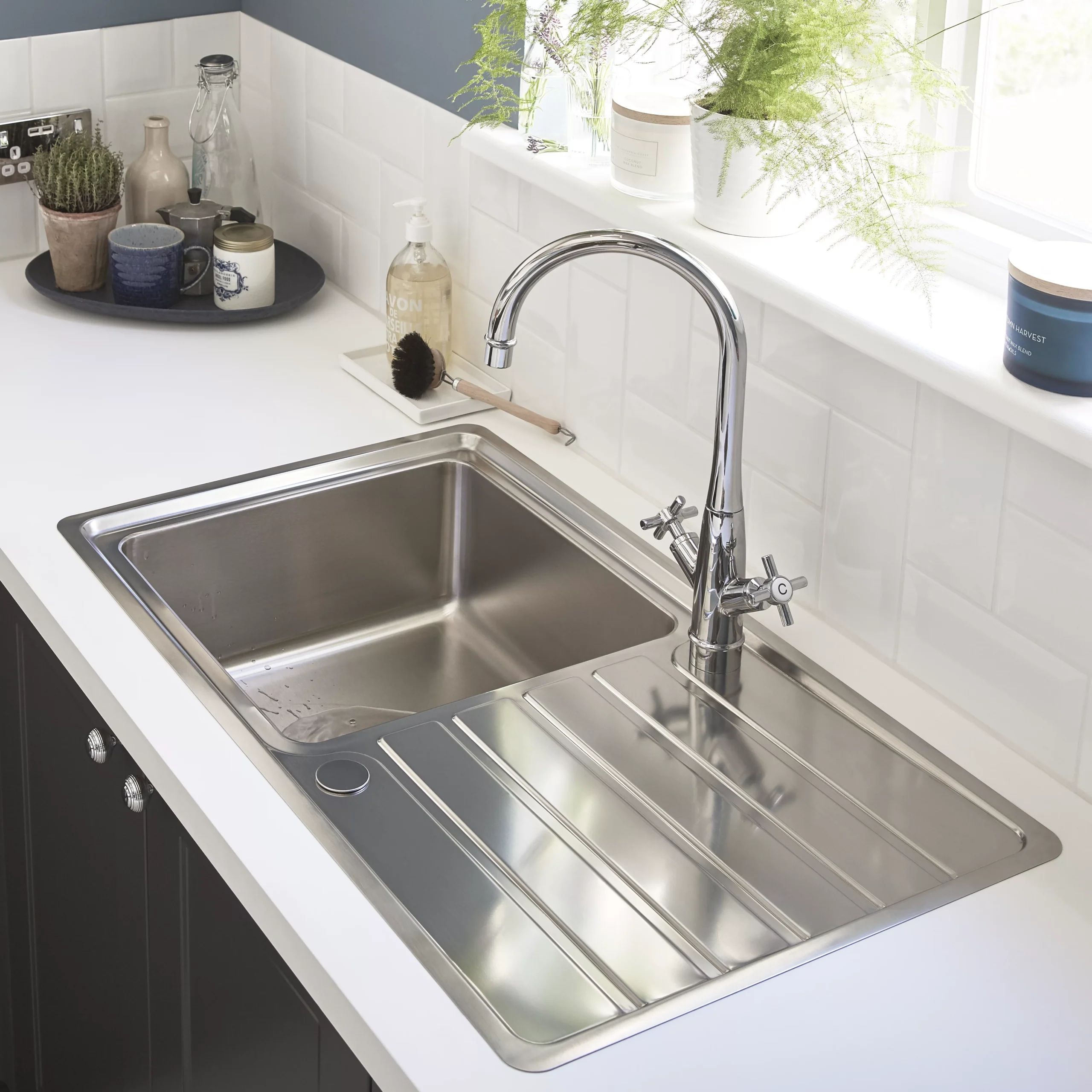 Cooke & Lewis Apollonia Grey Stainless Steel 1 Bowl Sink & Drainer 500mm X 860mm 11 Cooke & Lewis Apollonia Grey Stainless Steel 1 Bowl Sink & Drainer 500mm X 860mm - Image 9