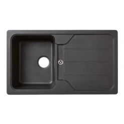 Cooke & Lewis Arber Black Composite Quartz 1 Bowl Sink & Drainer 500mm X 860mm