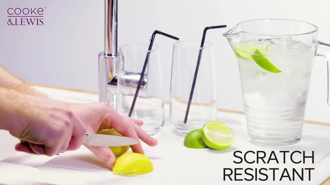 Cooke & Lewis Arber White Composite Quartz 1 Bowl Sink & Drainer 500mm X 860mm 4 Cooke & Lewis Arber White Composite Quartz 1 Bowl Sink & Drainer 500mm X 860mm - Image 2