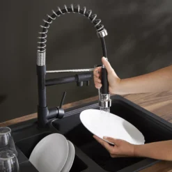 Cooke & Lewis Bilbrough Black Kitchen Side Lever Spring Neck Tap -Prime Kitchen cooke lewis bilbrough black kitchen side lever spring neck tap3663602930099 31i