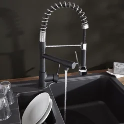 Cooke & Lewis Bilbrough Black Kitchen Side Lever Spring Neck Tap -Prime Kitchen cooke lewis bilbrough black kitchen side lever spring neck tap3663602930099 32i