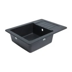 Cooke & Lewis Burnell Hand-rubbed Black Granite Composite 1 Bowl Sink & Drainer 440mm X 580mm -Prime Kitchen cooke lewis burnell hand rubbed black granite composite 1 bowl sink drainer 440mm x 580mm3663602901044 02bq