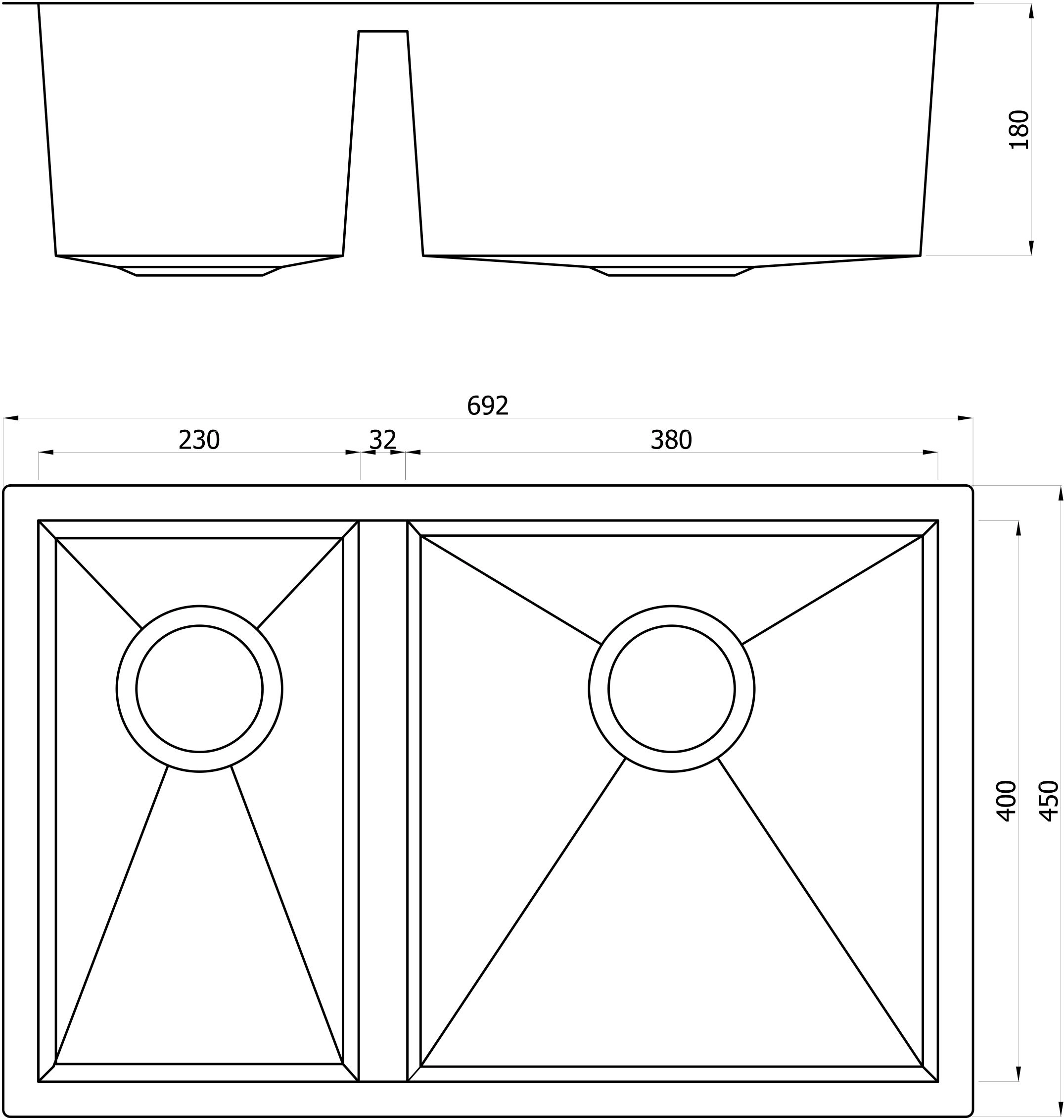 Cooke & Lewis Cajal Stainless Steel Rectangular 1.5 Bowl Sink (W)450mm 6 Cooke & Lewis Cajal Stainless Steel Rectangular 1.5 Bowl Sink (W)450mm - Image 4