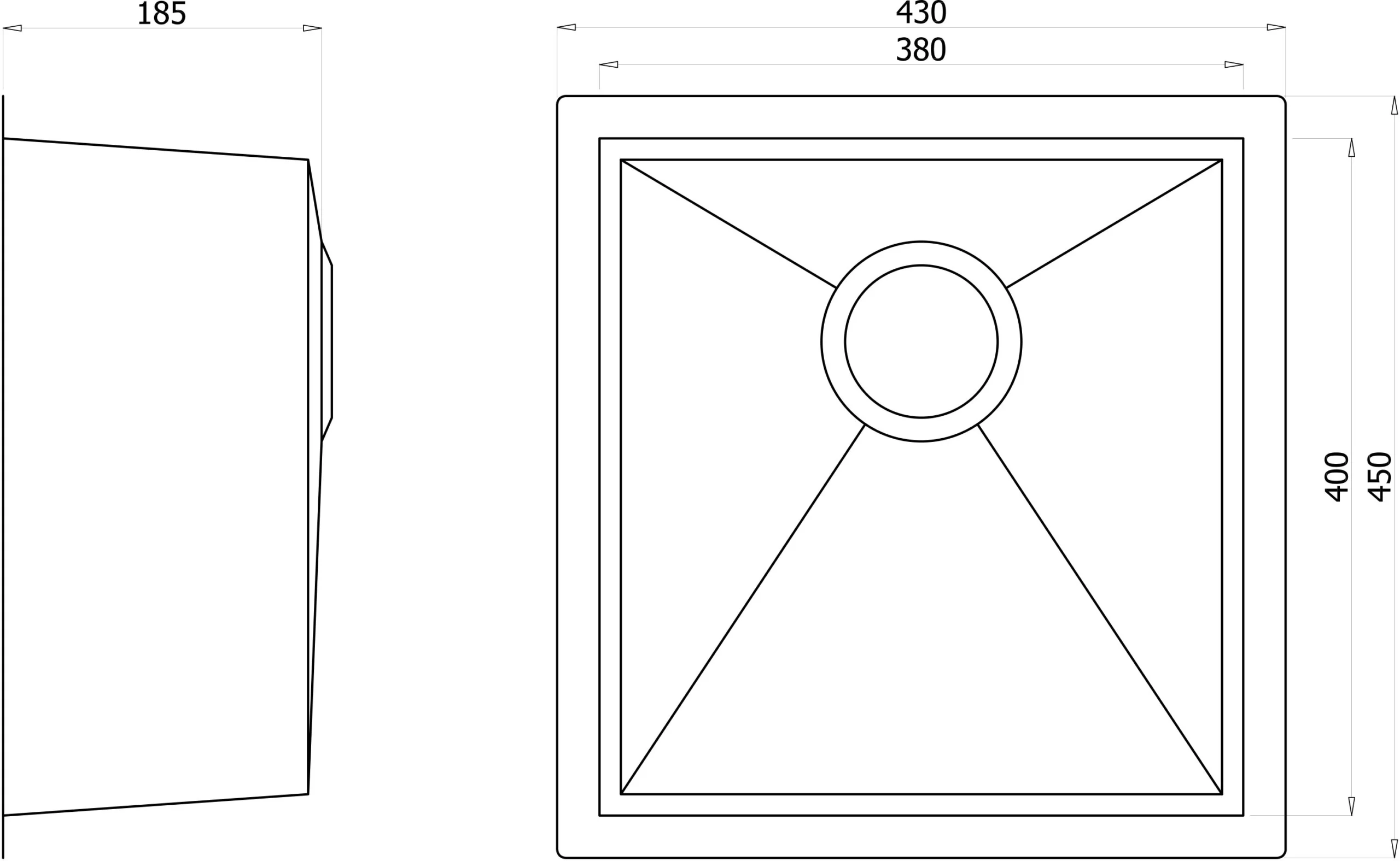 Cooke & Lewis Cajal Stainless Steel Rectangular 1 Bowl Compact Sink (W)450mm 5 Cooke & Lewis Cajal Stainless Steel Rectangular 1 Bowl Compact Sink (W)450mm - Image 4