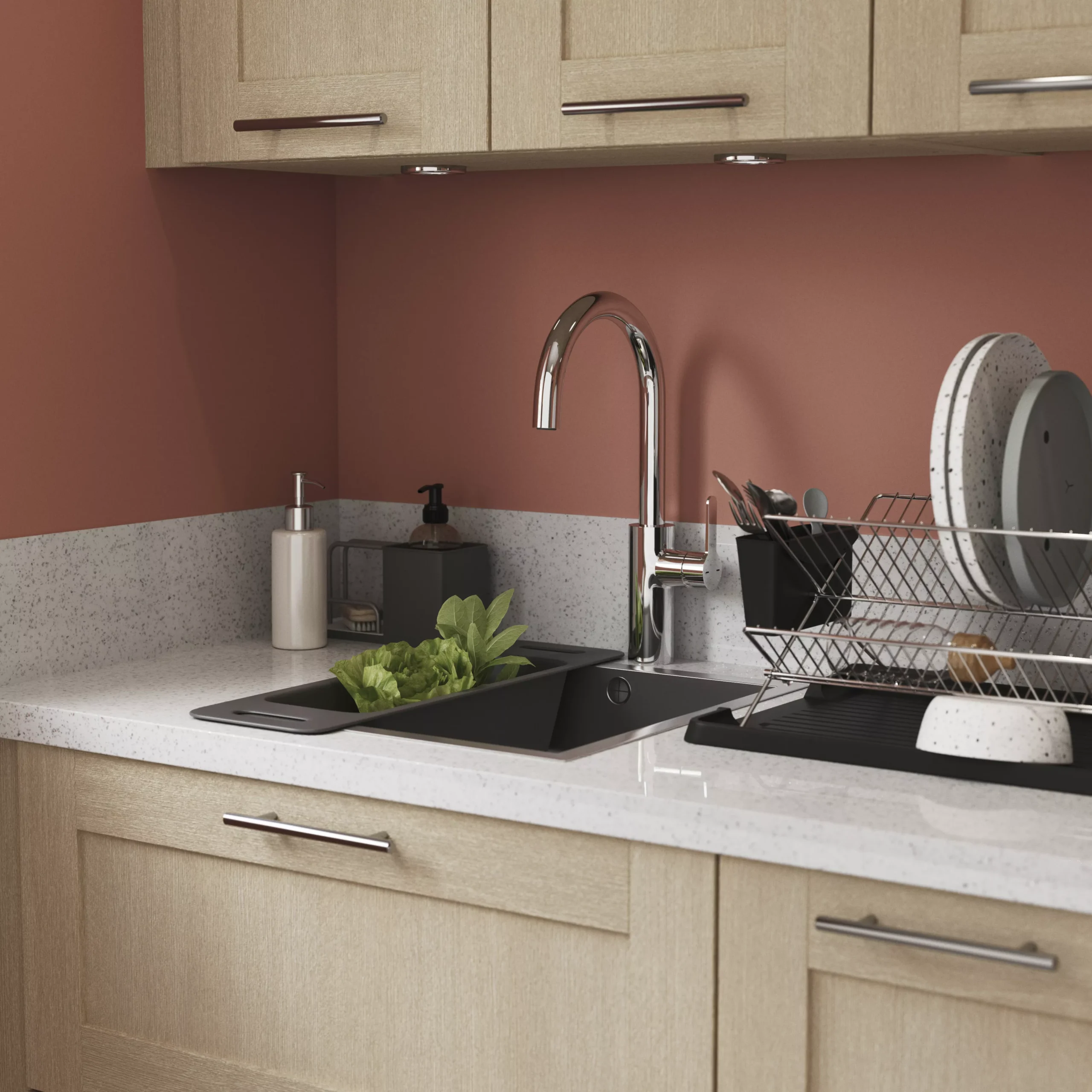 Cooke & Lewis Cajal Stainless Steel Square 1 Bowl Sink (W)450mm 7 Cooke & Lewis Cajal Stainless Steel Square 1 Bowl Sink (W)450mm - Image 5