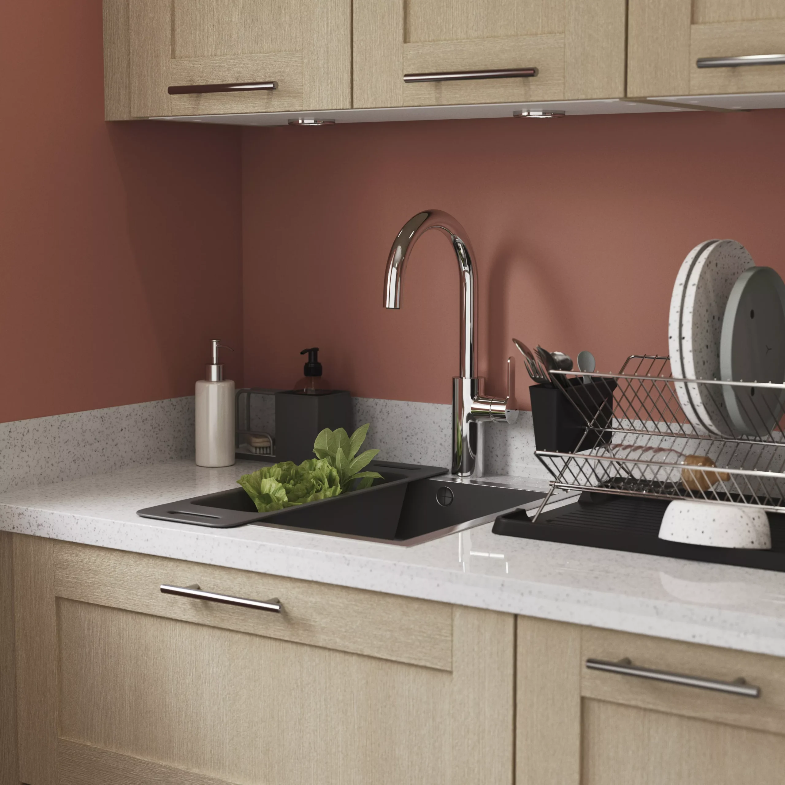 Cooke & Lewis Cajal Stainless Steel Square 1 Bowl Sink (W)450mm 8 Cooke & Lewis Cajal Stainless Steel Square 1 Bowl Sink (W)450mm - Image 6