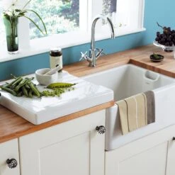 Cooke & Lewis Chadwick White Ceramic Rectangular 1 Bowl Sink (W)455mm -Prime Kitchen cooke lewis chadwick white ceramic rectangular 1 bowl sink w 455mm3663602901334 04bq