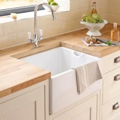Cooke & Lewis Chadwick White Ceramic Rectangular 1 Bowl Sink (W)455mm -Prime Kitchen cooke lewis chadwick white ceramic rectangular 1 bowl sink w 455mm3663602901334 05bq