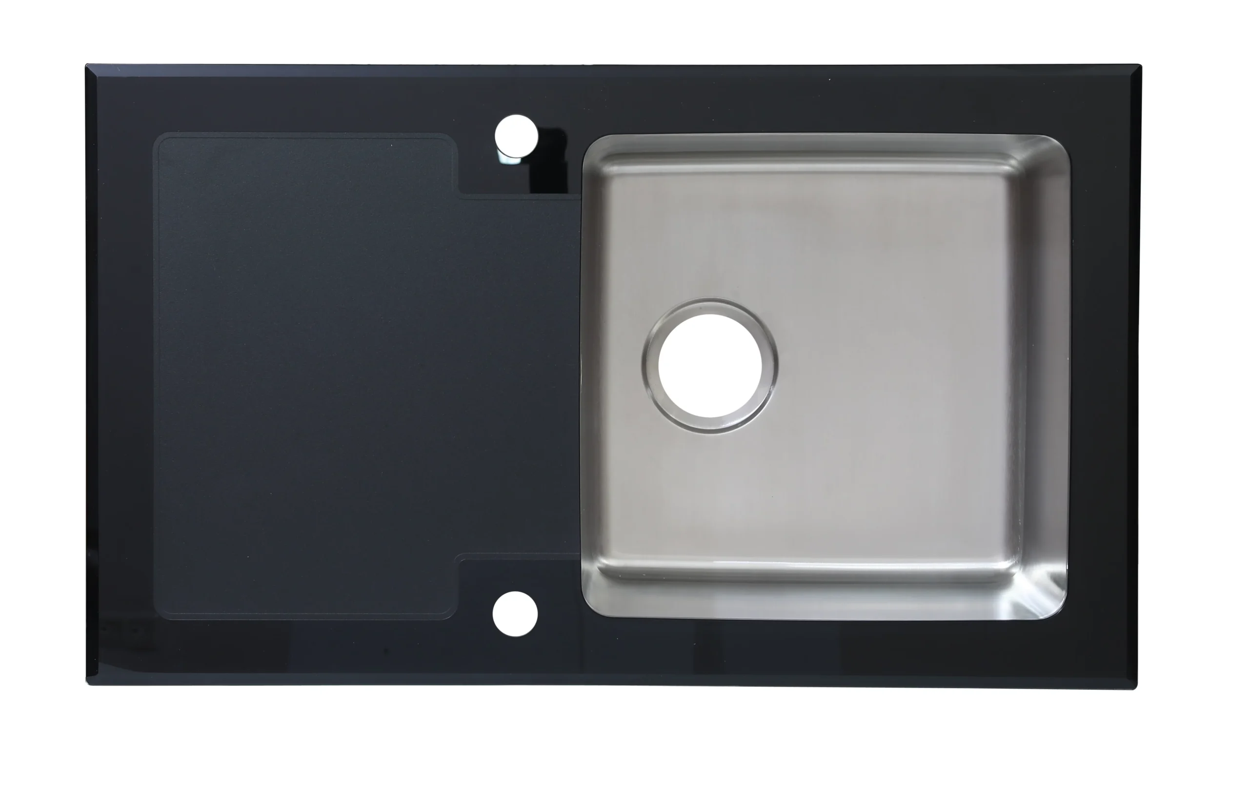 Cooke & Lewis Christianna Black Stainless Steel & Toughened Glass 1 Bowl Sink & Drainer 510mm X 860mm 3 Cooke & Lewis Christianna Black Stainless Steel & Toughened Glass 1 Bowl Sink & Drainer 510mm X 860mm