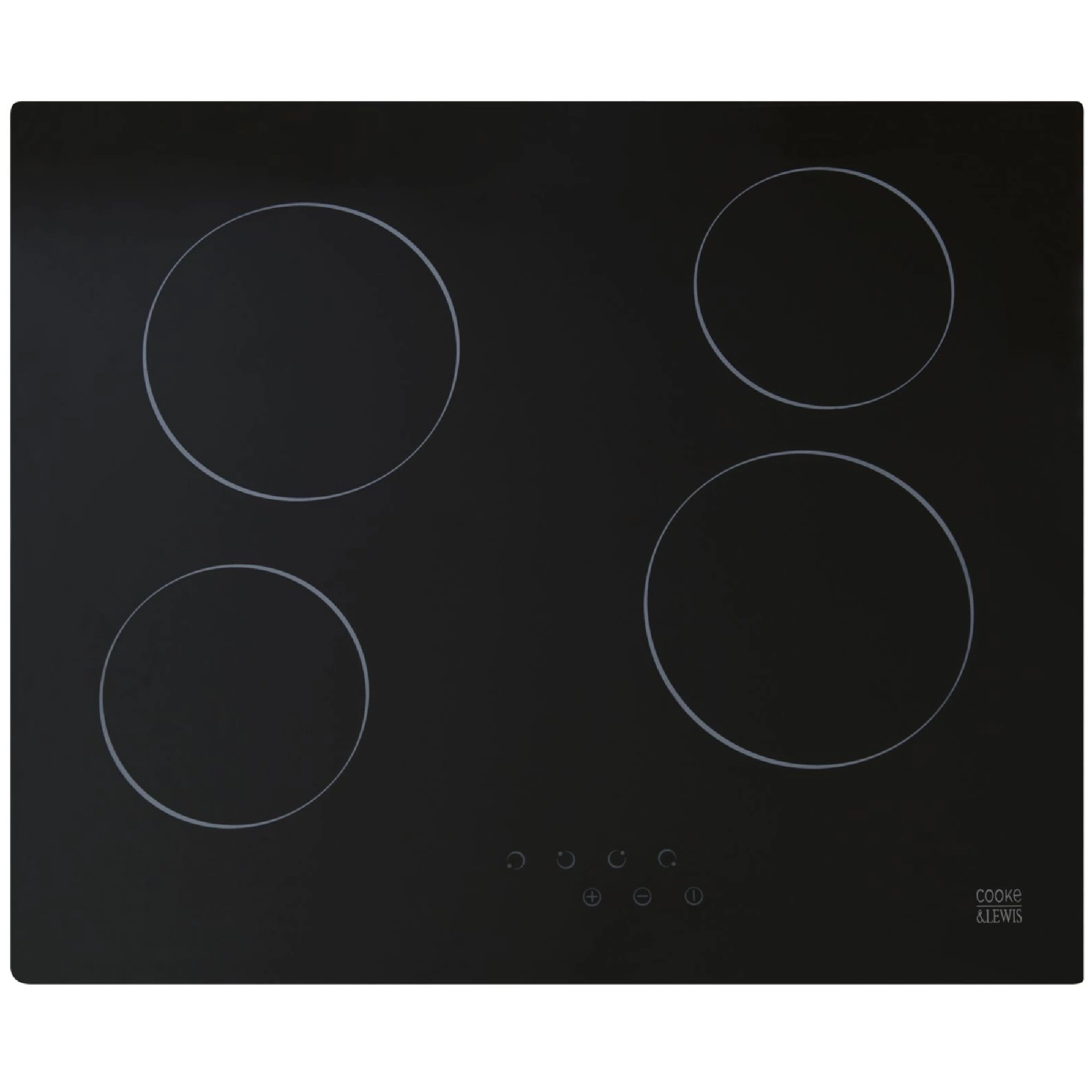 Cooke & Lewis CLCER60A 4 Zone Black Glass Ceramic Hob, (W)590mm 3 Cooke & Lewis CLCER60A 4 Zone Black Glass Ceramic Hob, (W)590mm