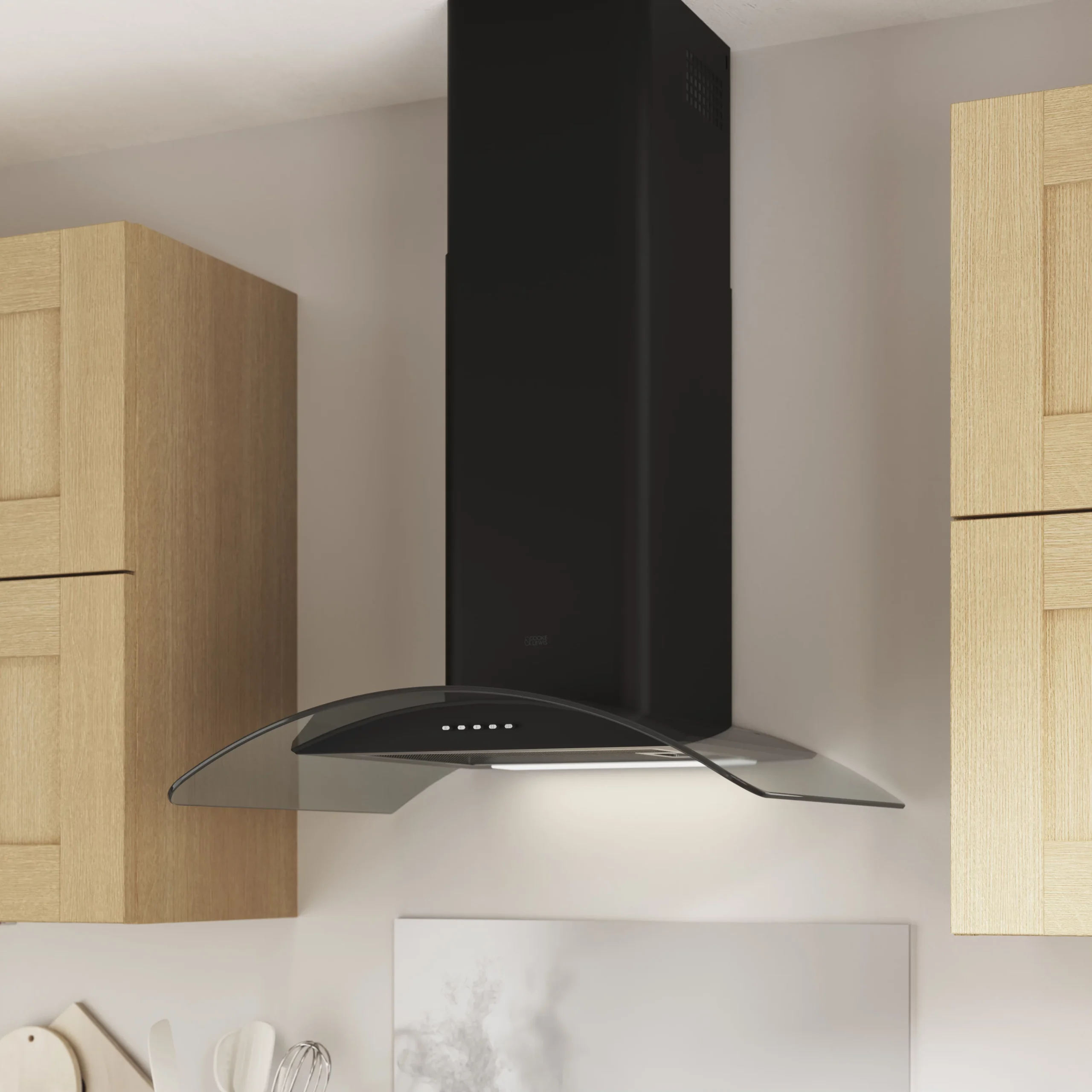 Cooke & Lewis CLCGB60 Black Glass & Stainless Steel Curved Cooker Hood, (W)60cm 12 Cooke & Lewis CLCGB60 Black Glass & Stainless Steel Curved Cooker Hood, (W)60cm - Image 10