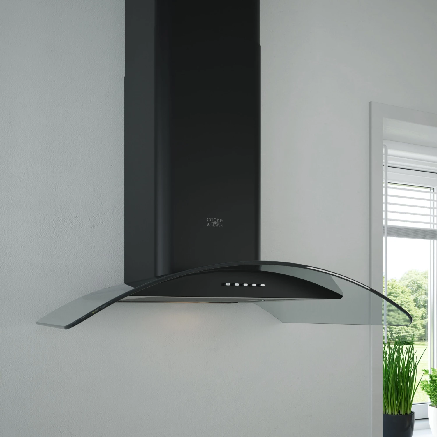 Cooke & Lewis CLCGB60 Black Glass & Stainless Steel Curved Cooker Hood, (W)60cm 8 Cooke & Lewis CLCGB60 Black Glass & Stainless Steel Curved Cooker Hood, (W)60cm - Image 6