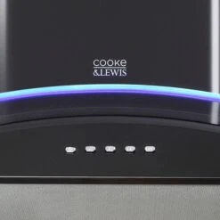 Cooke & Lewis CLCGLEDB60 Black Steel Curved Cooker Hood With Splashback, (W)60cm -Prime Kitchen cooke lewis clcgledb60 black steel curved cooker hood with splashback w 60cm3663602885498 36c