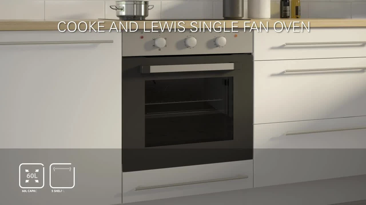 Cooke & Lewis CLFSB60 Built-in Single Fan Oven - Black 4 Cooke & Lewis CLFSB60 Built-in Single Fan Oven - Black - Image 2