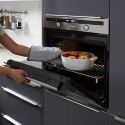 Cooke & Lewis CLMFSTa Built-in Single Multifunction Oven - Brushed Black & Grey Stainless Steel Effect -Prime Kitchen cooke lewis clmfsta built in single multifunction oven brushed black grey stainless steel effect3663602842859 31i