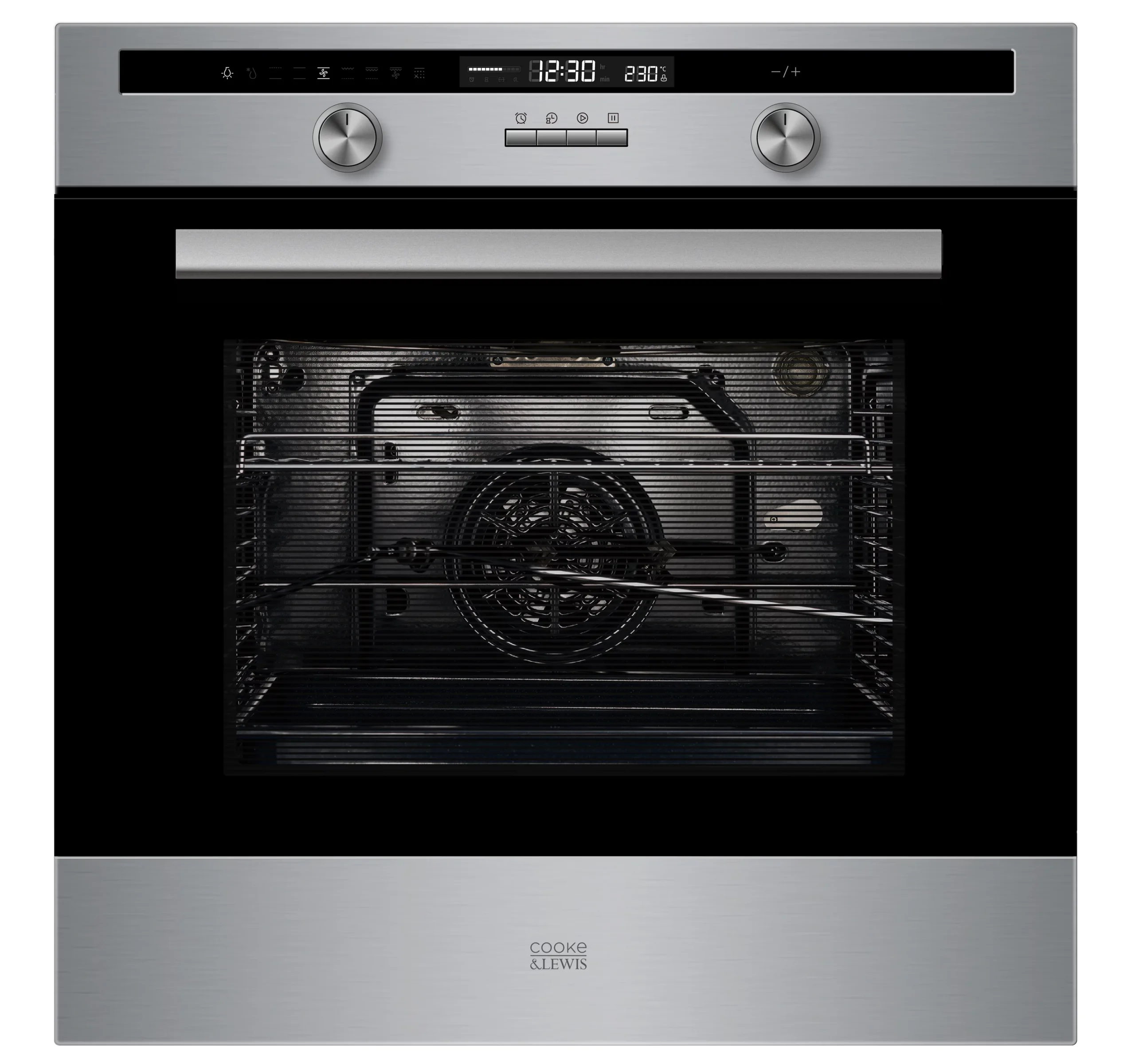 Cooke & Lewis CLPYSTa Built-in Single Pyrolytic Oven - Brushed Black & Grey Stainless Steel Effect 3 Cooke & Lewis CLPYSTa Built-in Single Pyrolytic Oven - Brushed Black & Grey Stainless Steel Effect