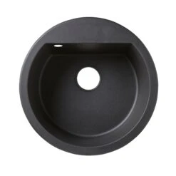 Cooke & Lewis Drexler Black Composite Quartz Circular 1 Bowl Sink (W)510mm