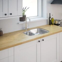 Cooke & Lewis Foucault Inox Stainless Steel Square 1.5 Bowl Sink (W)456mm -Prime Kitchen cooke lewis foucault inox stainless steel square 1 5 bowl sink w 456mm3663602901327 03bq