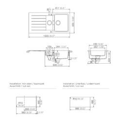 Cooke & Lewis Galvani Black Composite Quartz 1.5 Bowl Sink & Drainer 500mm X 1000mm -Prime Kitchen cooke lewis galvani black composite quartz 1 5 bowl sink drainer 500mm x 1000mm3663602901068 03bq