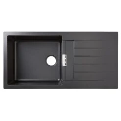 Cooke & Lewis Galvani Black Composite Quartz 1 Bowl Sink & Drainer 500mm X 1000mm