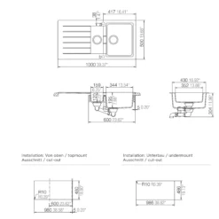 Cooke & Lewis Galvani Grey Composite Quartz 1.5 Bowl Sink & Drainer 500mm X 1000mm -Prime Kitchen cooke lewis galvani grey composite quartz 1 5 bowl sink drainer 500mm x 1000mm3663602901273 04bq