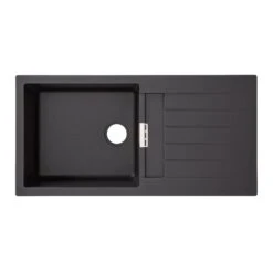 Cooke & Lewis Galvani Polished Grey Composite Quartz 1 Bowl Sink & Drainer 500mm X 1000mm