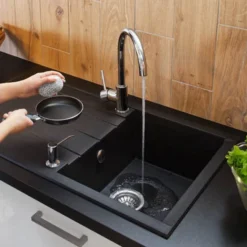 Cooke & Lewis Ising Black Resin 1 Bowl Sink & Drainer 500mm X 800mm -Prime Kitchen cooke lewis ising black resin 1 bowl sink drainer 500mm x 800mm3663602900832 01i