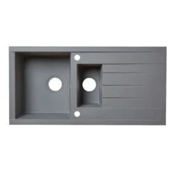 Cooke & Lewis Ising Grey Resin 1.5 Bowl Sink & Drainer 500mm X 1000mm