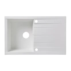 Cooke & Lewis Ising White Resin 1 Bowl Sink & Drainer 500mm X 800mm