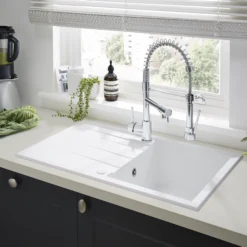 Cooke & Lewis Ising White Resin 1 Bowl Sink & Drainer 500mm X 800mm -Prime Kitchen cooke lewis ising white resin 1 bowl sink drainer 500mm x 800mm3663602900863 30i