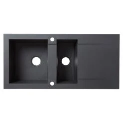 Cooke & Lewis Lavoisier Black Resin 1.5 Bowl Sink & Drainer 500mm X 1050mm