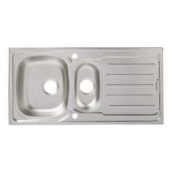 Cooke & Lewis Nakaya Linen Inox Stainless Steel 1.5 Bowl Sink & Drainer 500mm X 1000mm