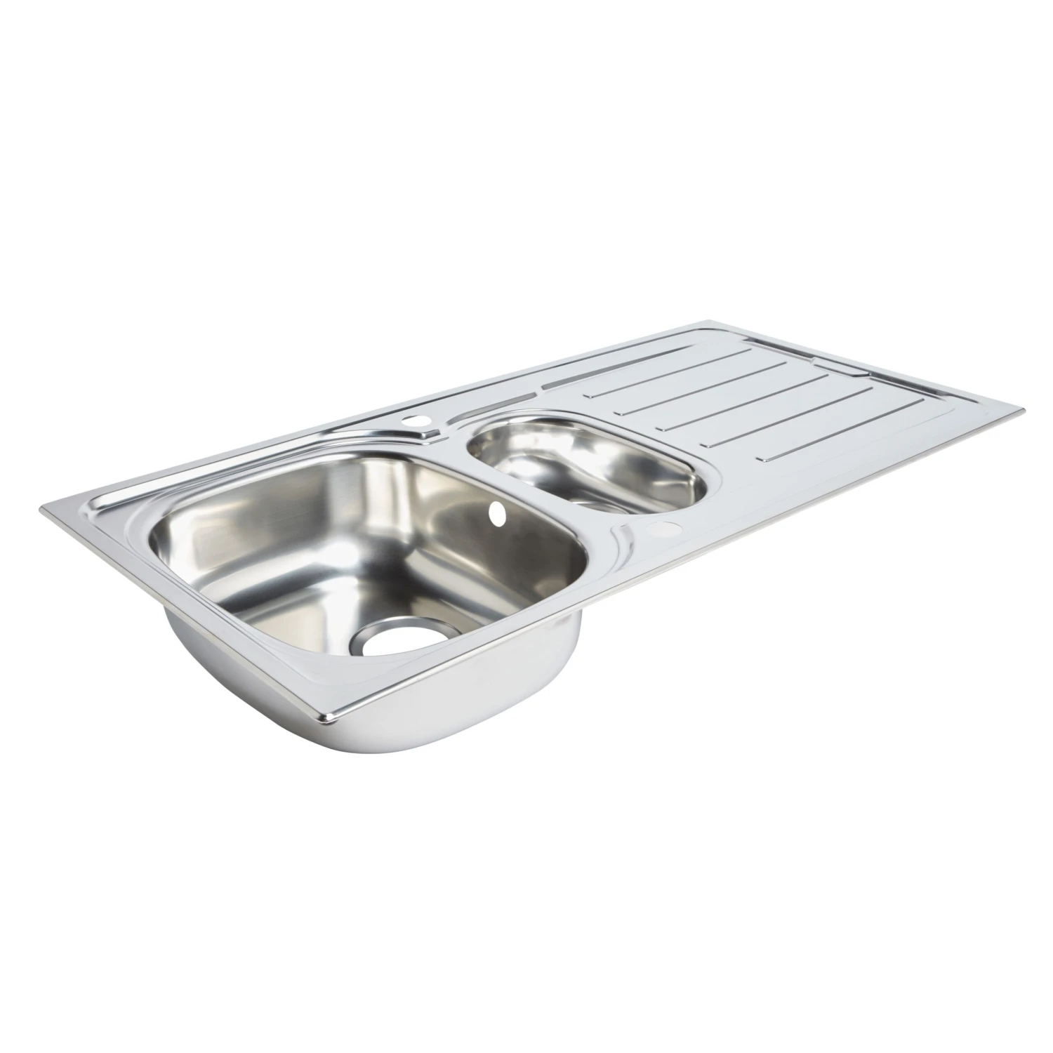Cooke & Lewis Nakaya Polished Inox Stainless Steel 1.5 Bowl Sink & Drainer 500mm X 1000mm 4 Cooke & Lewis Nakaya Polished Inox Stainless Steel 1.5 Bowl Sink & Drainer 500mm X 1000mm - Image 2