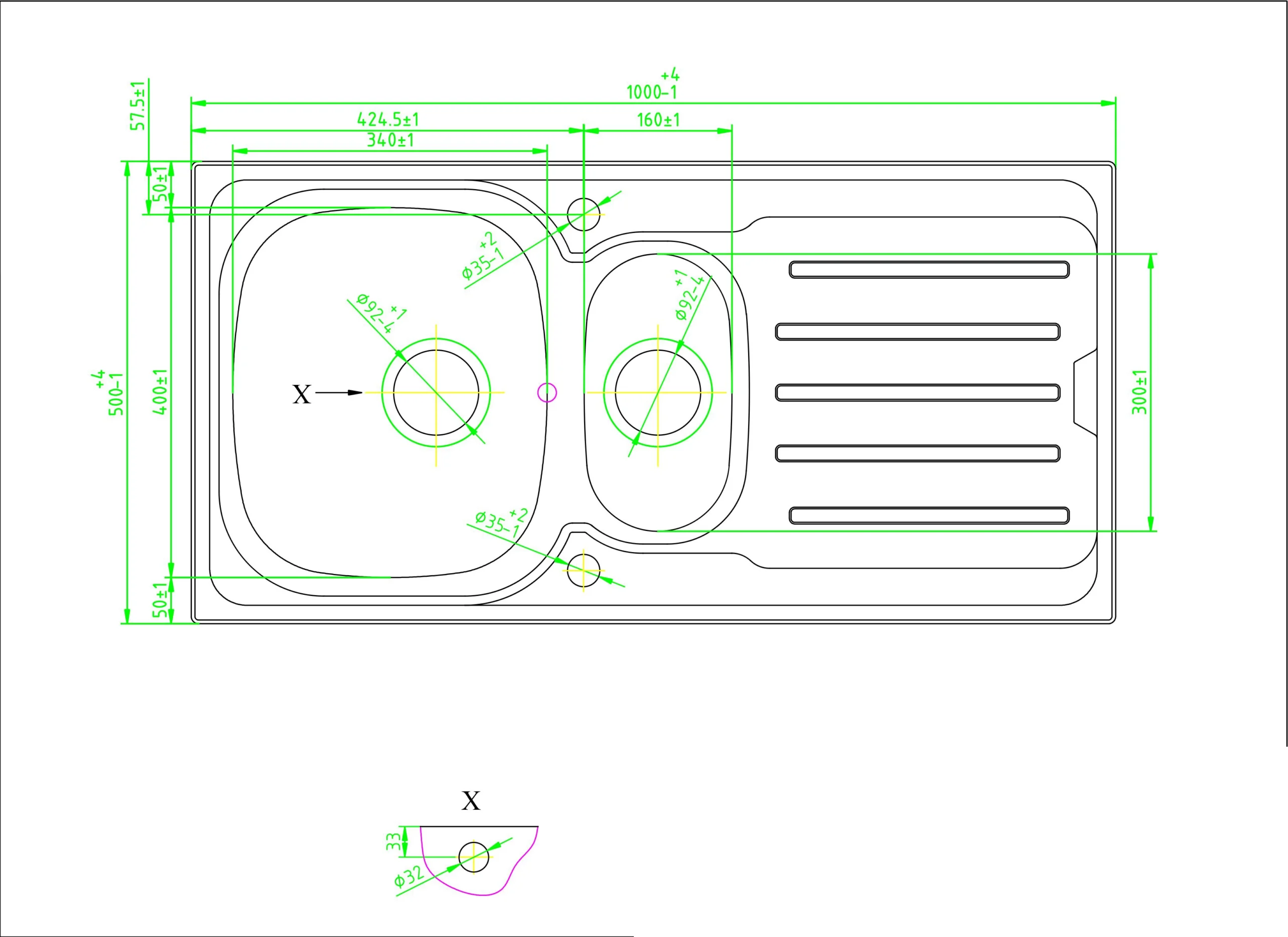 Cooke & Lewis Nakaya Polished Inox Stainless Steel 1.5 Bowl Sink & Drainer 500mm X 1000mm 5 Cooke & Lewis Nakaya Polished Inox Stainless Steel 1.5 Bowl Sink & Drainer 500mm X 1000mm - Image 3