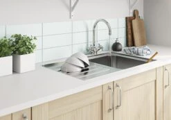 Cooke & Lewis Nakaya Polished Inox Stainless Steel 1 Bowl Sink & Drainer 500mm X 860mm -Prime Kitchen cooke lewis nakaya polished inox stainless steel 1 bowl sink drainer 500mm x 860mm3663602900689 03bq